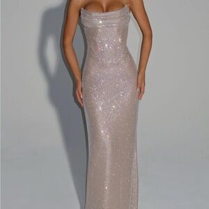 Dazzling Strapless Glitter Gown